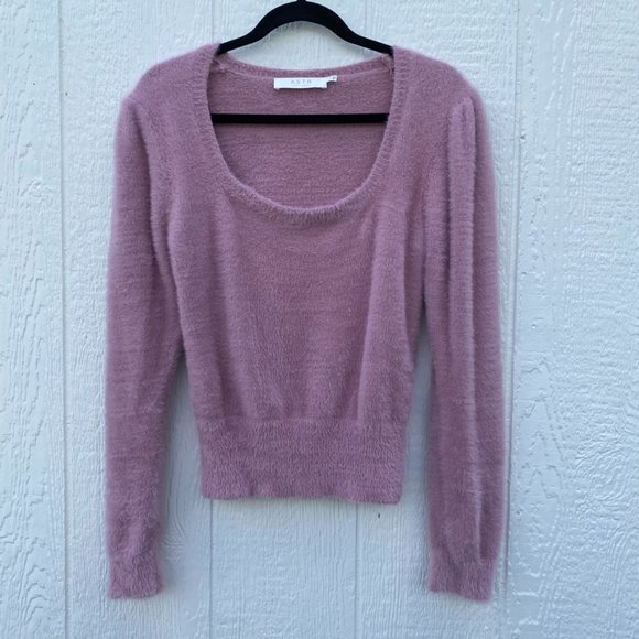 ASTR the Label Square Neck Faux Fur Fuzzy Sweater Pink Size Large - Picture 8 of 8